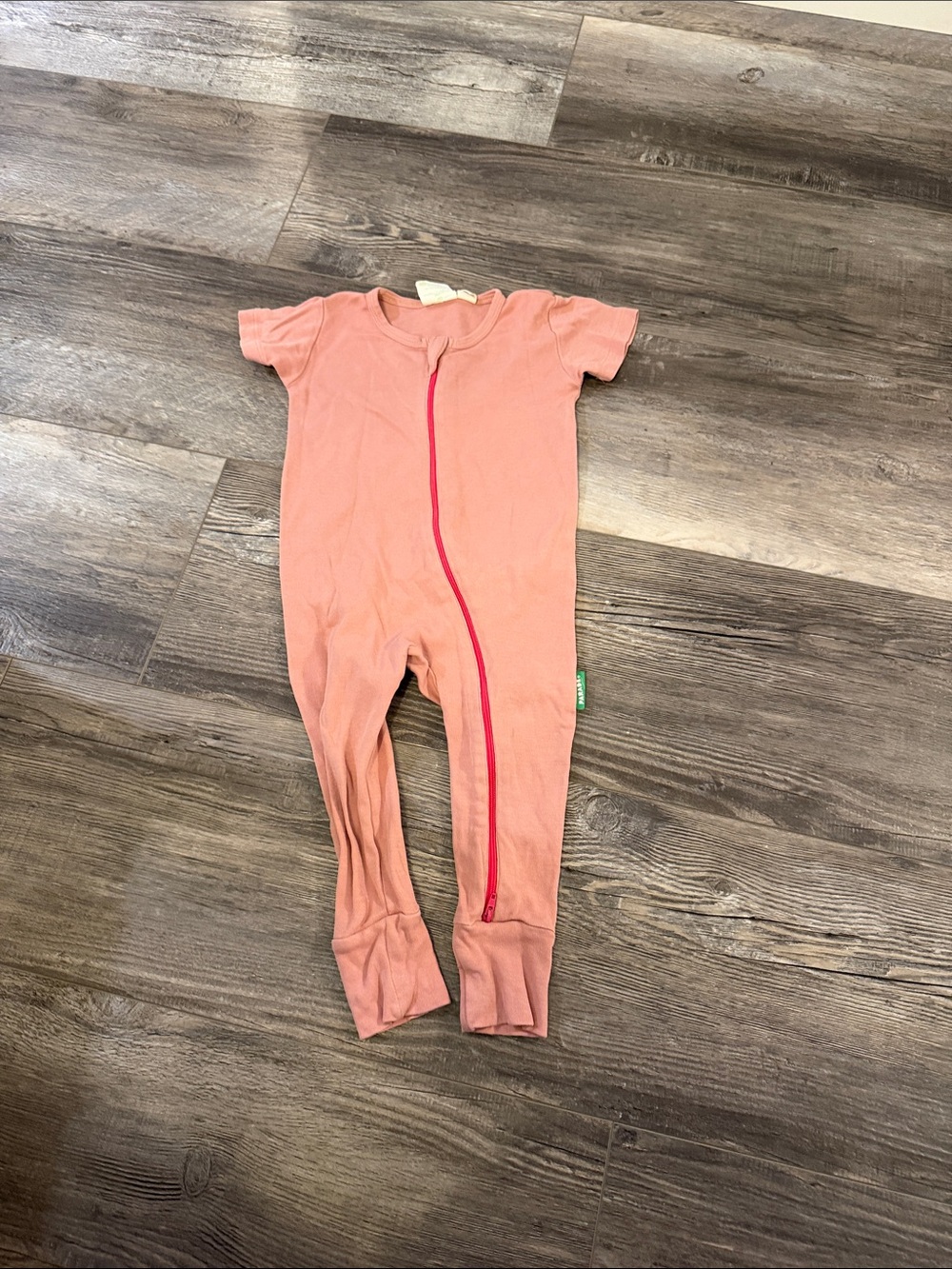 Parade Short-Sleeve Coral Pink Baby Footie with Front Zip
